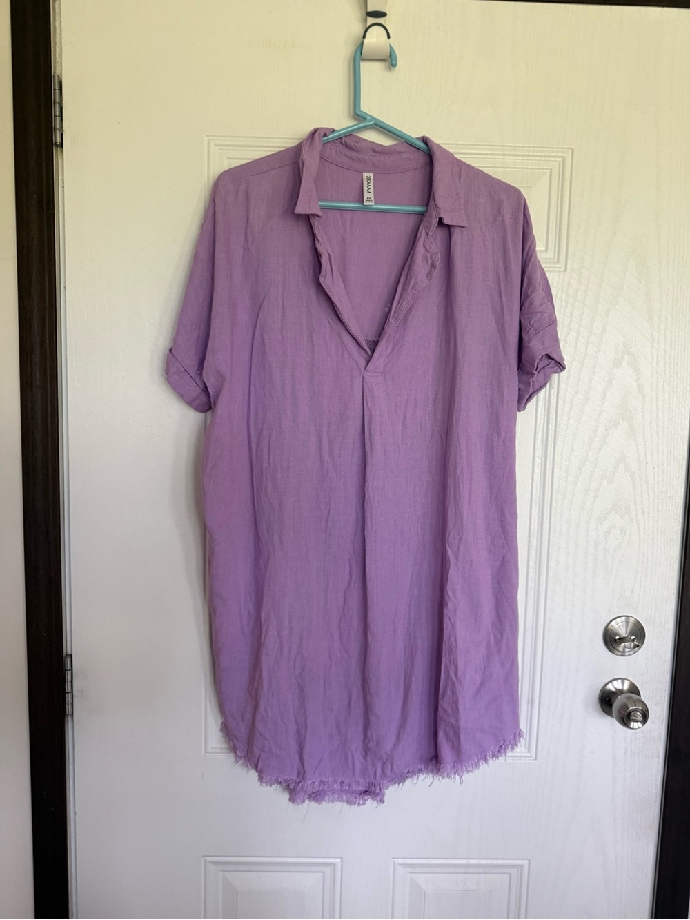 2 for $20 sale: Zenana purple raw hem v-neck popover shirt dress - XL